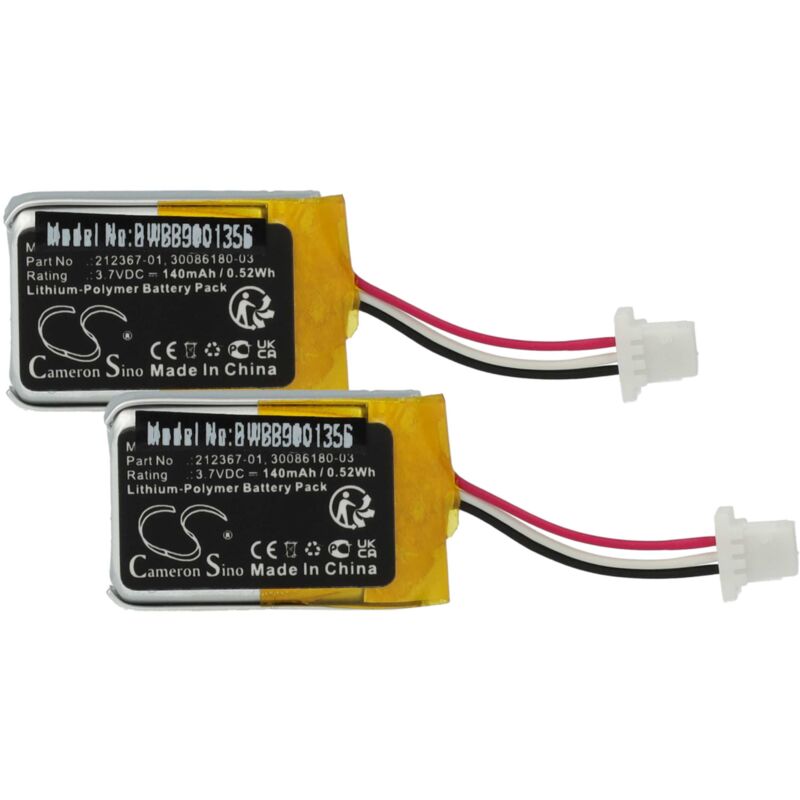 foto del prodotto vhbw 2x batteria sostituisce plantronics 212367 01 3 pin , 212367 01 per auricolari cuffie wireless 140mah, 3,7v, li poly 