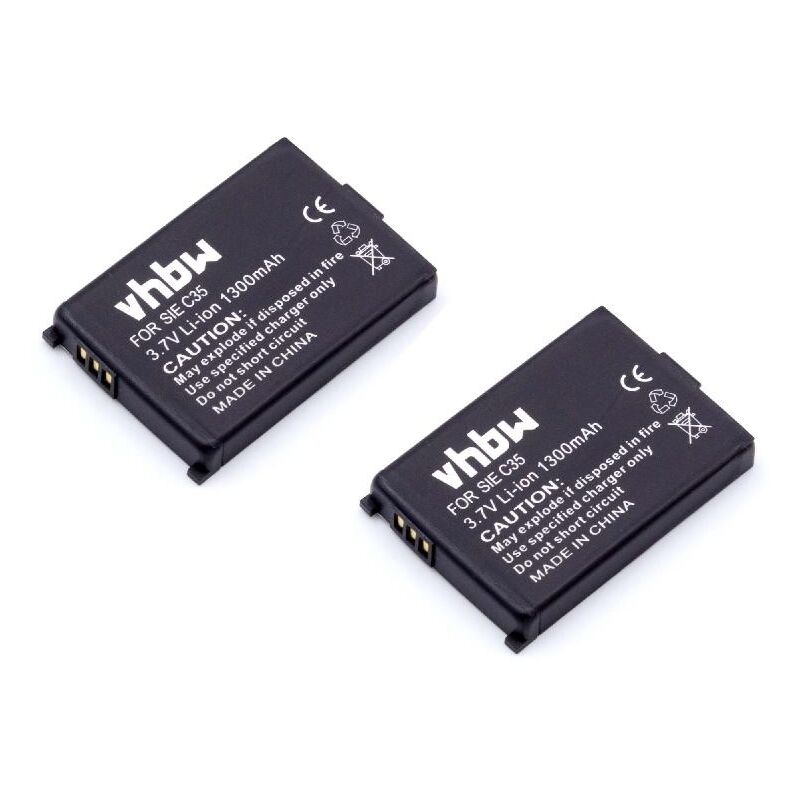 foto del prodotto vhbw 2x batteria sostituisce telekom v30145 k1310 x250, v30145 k1310 x229 per telefono fisso cordless 1300mah, 3,7v, li ion 