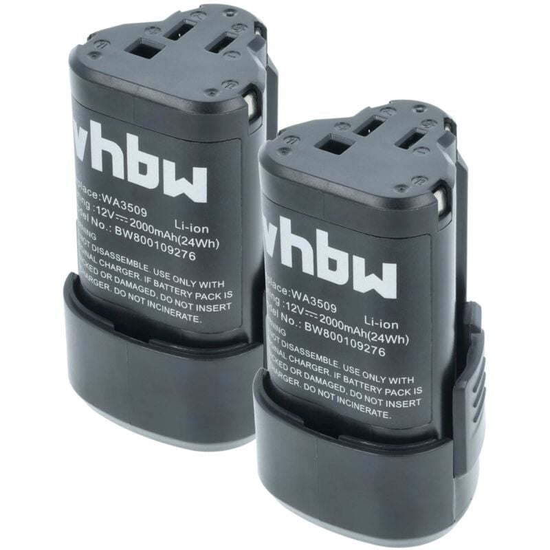 foto del prodotto vhbw 2x batteria sostituisce worx wa3503, wa3509 per utensile elettrico 2000 mah, li ion, 12 v 