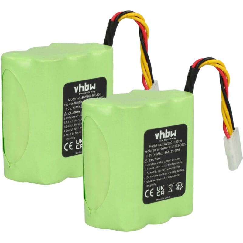 immagine 0 del prodotto vhbw 2x ni mh batteria di ricambio 3500mah 7.2v robot aspirapolvere vx100 e neato robotics, neato signature pro, essential