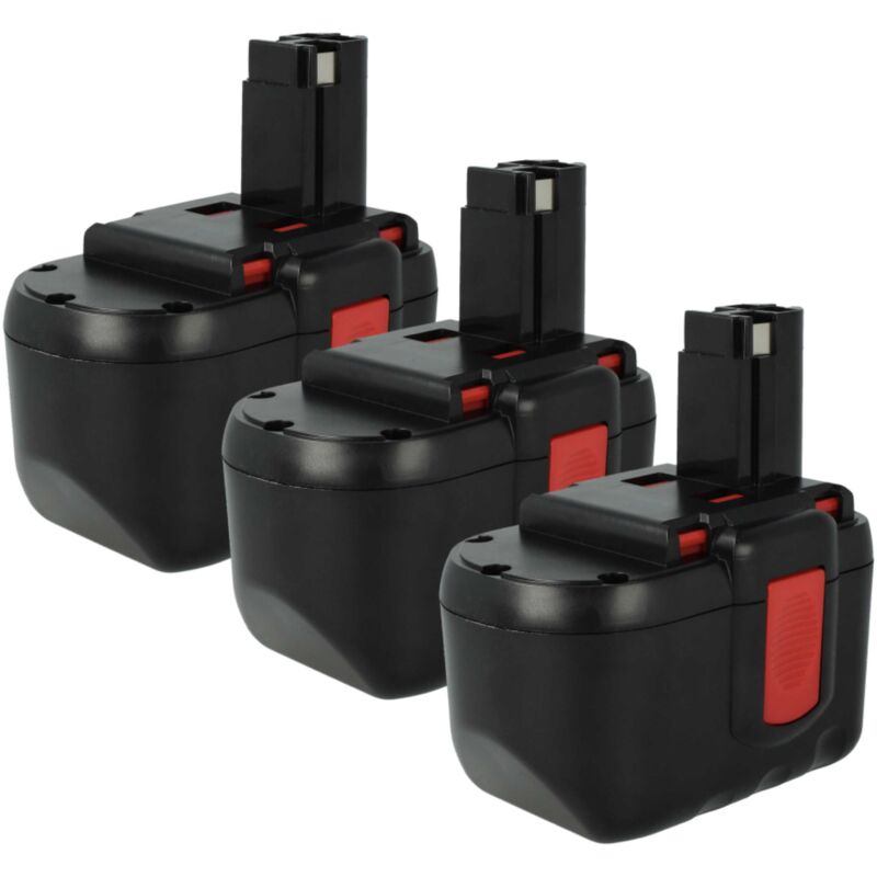 foto del prodotto vhbw 3x batteria compatibile con bosch 1645k 24, 1645b 24, 52324, 3924 24, 3960, 3452, 3924, 1660, 1660k 24 utensile elettrico 3000 mah, nimh, 24