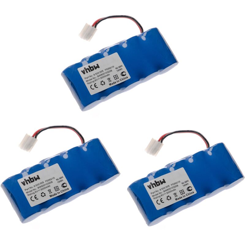 foto del prodotto vhbw 3x batteria compatibile con bosch roll lift, rollfix, somfy utensile elettrico 3000 mah, nimh, 6 v 
