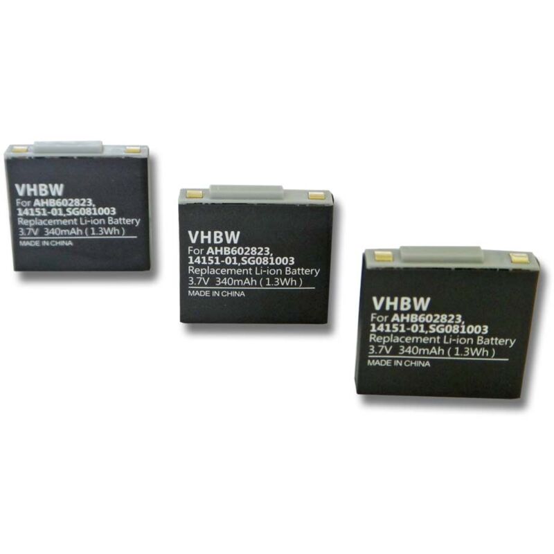 foto del prodotto vhbw 3x batteria compatibile con cuffie wireless gn netcom jabra 9120, 9125, gn9120, gn9120 flex 340mah, 3.7v, li polymer 