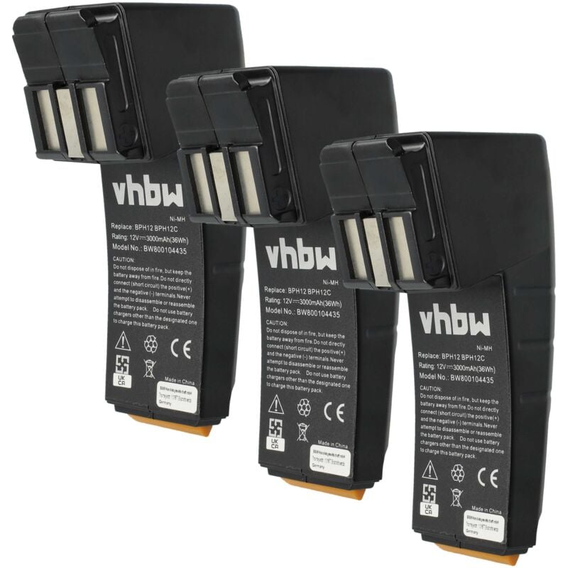 foto del prodotto vhbw 3x batteria compatibile con festo festool cdd12e, cdd12, ccd12v, ccd12mh, ccd12fx, ccd12es c utensile elettrico 3000 mah, nimh, 12 v 