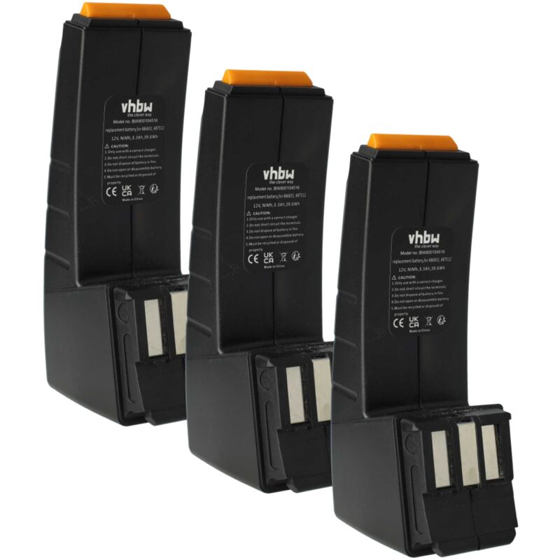foto del prodotto vhbw 3x batteria compatibile con festo festool cdd12fx, cdd12esc, cdd12es, cdd12mh utensile elettrico 3300 mah, nimh, 12 v 