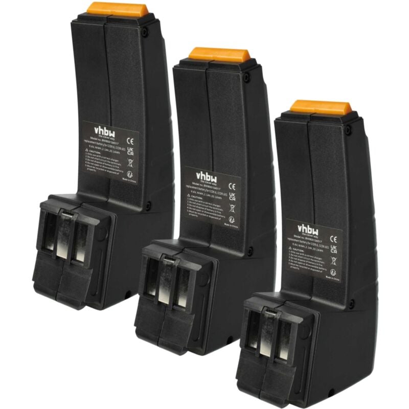 foto del prodotto vhbw 3x batteria compatibile con festo festool fsp 488437, fsp 489257, fsp 486828, fsp 487512, bph9.6c utensile elettrico 2100 mah, nimh, 9,6 v 