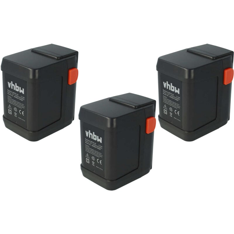 foto del prodotto vhbw 3x batteria compatibile con gardena easycut li 18 50 8877 20 , easycut 50 li 8873 20 cesoie tagliasiepi 3000mah 18v li ion