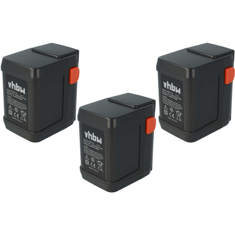 foto del prodotto vhbw 3x batteria compatibile con gardena turbotrimmer smallcut 300 accu 8844 20 cesoie 4000mah 18v li ion