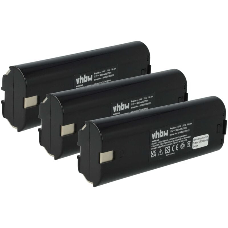 immagine 0 del prodotto vhbw 3x batteria compatibile con makita 6022dw, 6071dw, 6071dwk, 6072d, 6072dl, 6072dw, 6072dwk, 6073d attrezzi da lavoro 3000 mah, nimh, 7,2 v 