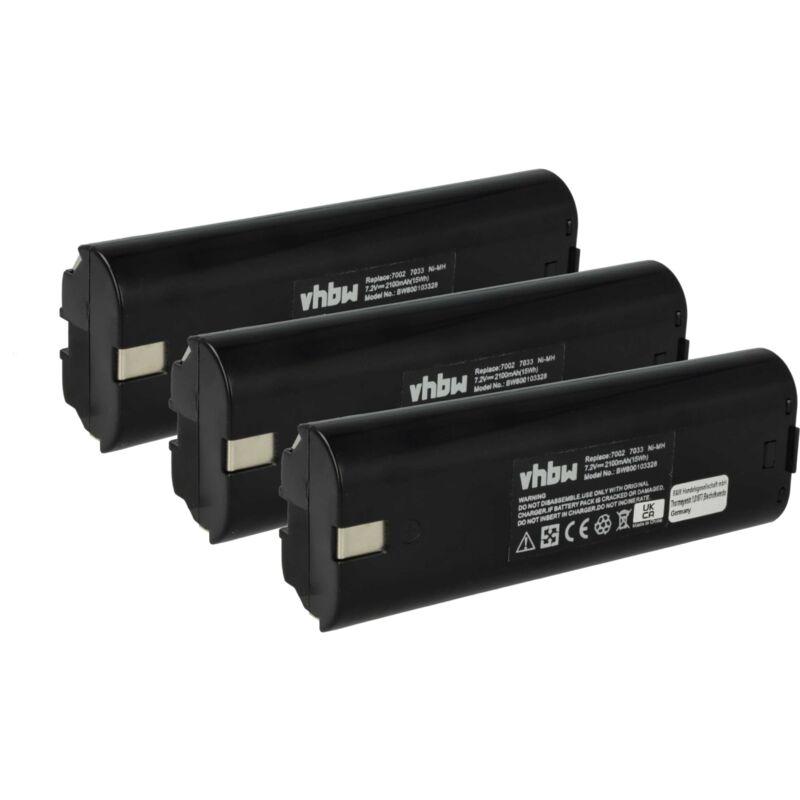 foto del prodotto vhbw 3x batteria compatibile con makita 6912d, 6912dw, 9035d, 9035dw, 9200d, 9500d, 9500dw, da3000d attrezzi da lavoro 2100 mah, nimh, 7,2 v 