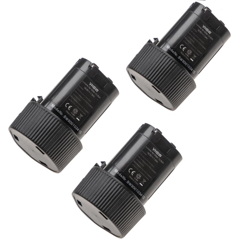 foto del prodotto vhbw 3x batteria compatibile con makita fd01z, fd01w, dt01, dk1490, dk1488, hp330, dt01w, fd01, dt01z utensile elettrico 1500 mah, li ion, 10,8 v 