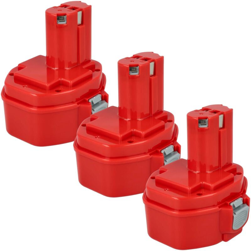 foto del prodotto vhbw 3x batteria compatibile con makita jr140dwae, jr140dwbe, jr140dwb, ml140 flashlight, jr140dwd utensile elettrico 3000 mah, nimh, 14,4 v 