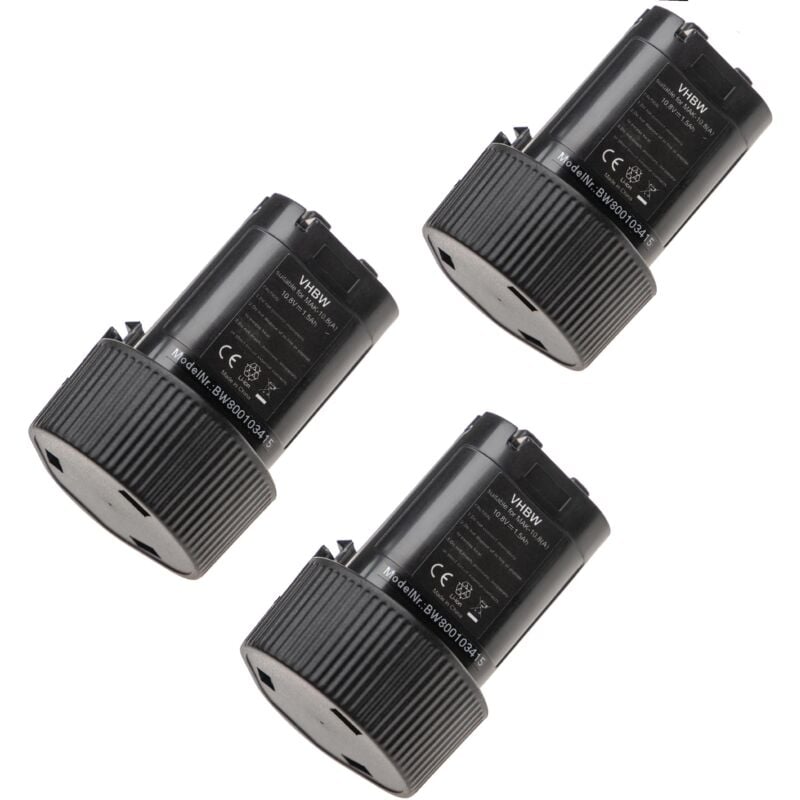foto del prodotto vhbw 3x batteria compatibile con makita lct207, td090dwxw, lm01, lct207w, lm02, lm01w, lct204w, lct204 utensile elettrico 1500 mah, li ion, 10,8 v 