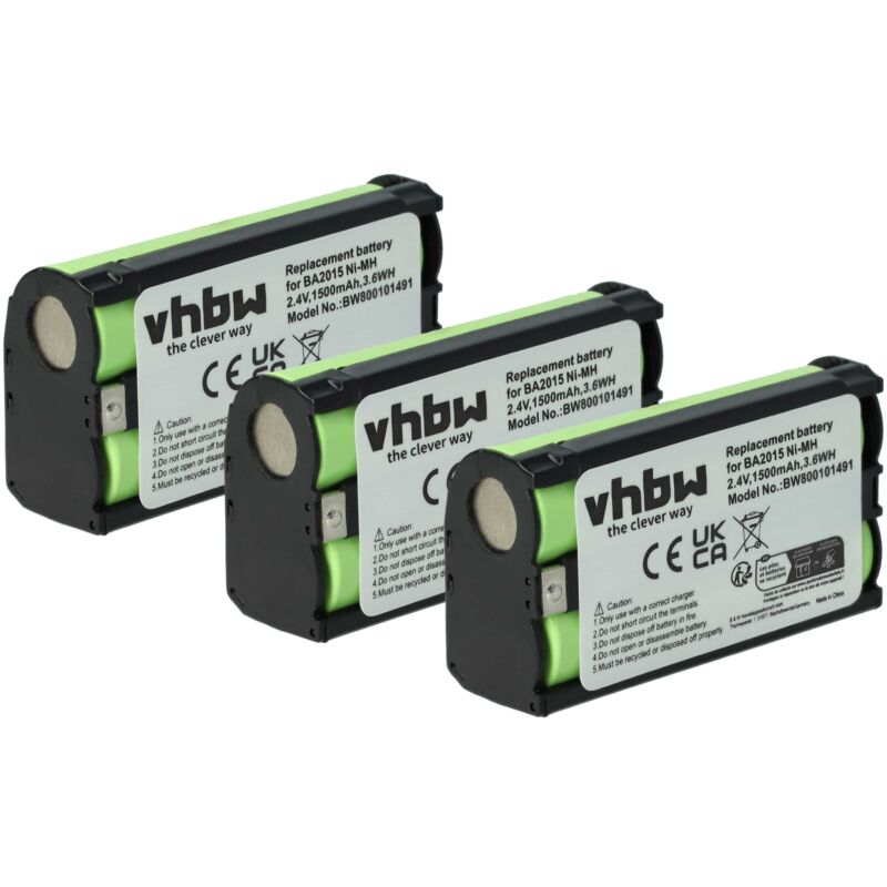immagine 0 del prodotto vhbw 3x batteria compatibile con sennheiser skp 3000, skp 2000, skp 100, skm 945 g2 auricolari cuffie wireless 1500mah, 2,4v, nimh 
