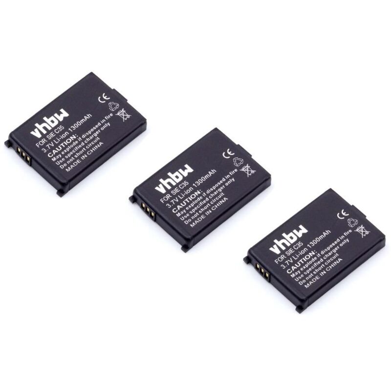 foto del prodotto vhbw 3x batteria compatibile con siemens active m1 telefono fisso cordless 1300mah, 3,7v, li ion 