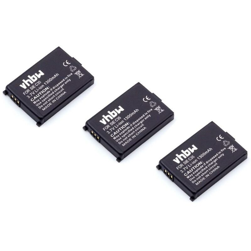 foto del prodotto vhbw 3x batteria compatibile con swisscom top s317 telefono fisso cordless 1300mah, 3,7v, li ion 