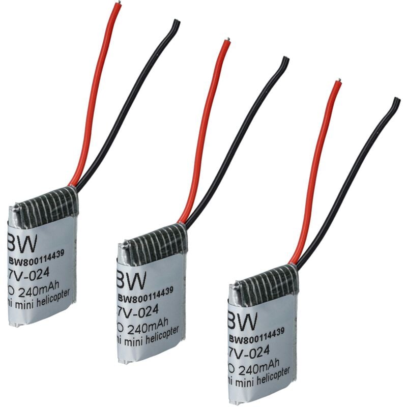 foto del prodotto vhbw 3x batteria compatibile con syma s107g, s108g drone quadricottero multicottero 240mah, 3,7v, li ion 