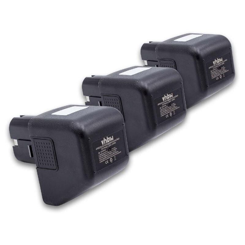 foto del prodotto vhbw 3x batteria compatibile con w rth ang12, 7256020 utensile elettrico, utensile per montare rivetti ciechi 1500 mah, nimh, 12 v 