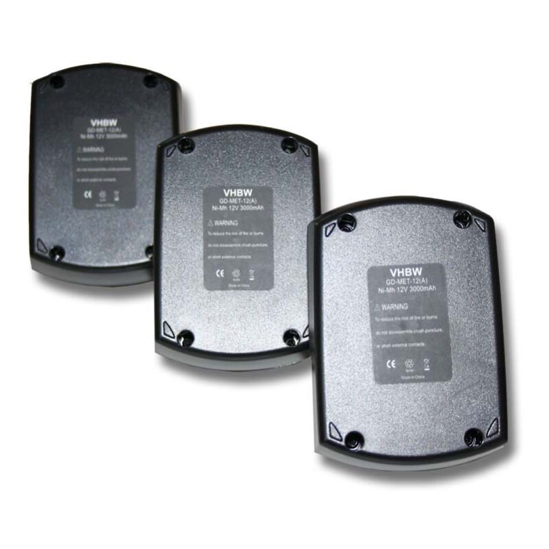 foto del prodotto vhbw 3x batteria sostituisce metabo 6.02151.50, 6.25473 per utensile elettrico 3000 mah, nimh, 12 v 