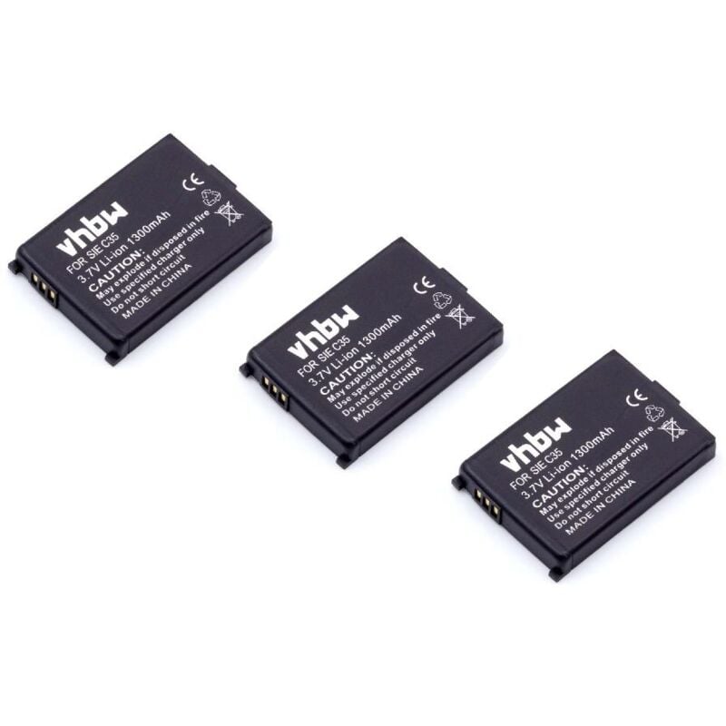 foto del prodotto vhbw 3x batteria sostituisce siemens l36880 n5401 a102, v30145 k1310 x127 per telefono fisso cordless 1300mah, 3,7v, li ion 