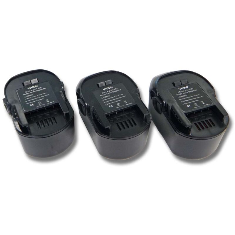 foto del prodotto vhbw 3x batteria sostituisce w rth 0700980420, 0700980425 per utensile elettrico 3000 mah, nimh, 14,4 v 