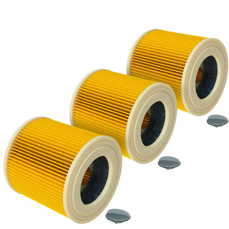 foto del prodotto vhbw 3x filtro a pieghe piatte compatibile con k rcher wd 3.800 m ecoogic, wd 3 battery, wd 3.600 mp aspirapolvere giallo