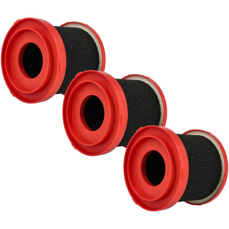 foto del prodotto vhbw 3x filtro a umido compatibile con milwaukee m12fvcl, m18fpovcl, m18vc2, 0970 20 m18 aspirapolvere plastica gommapiuma rosso nero