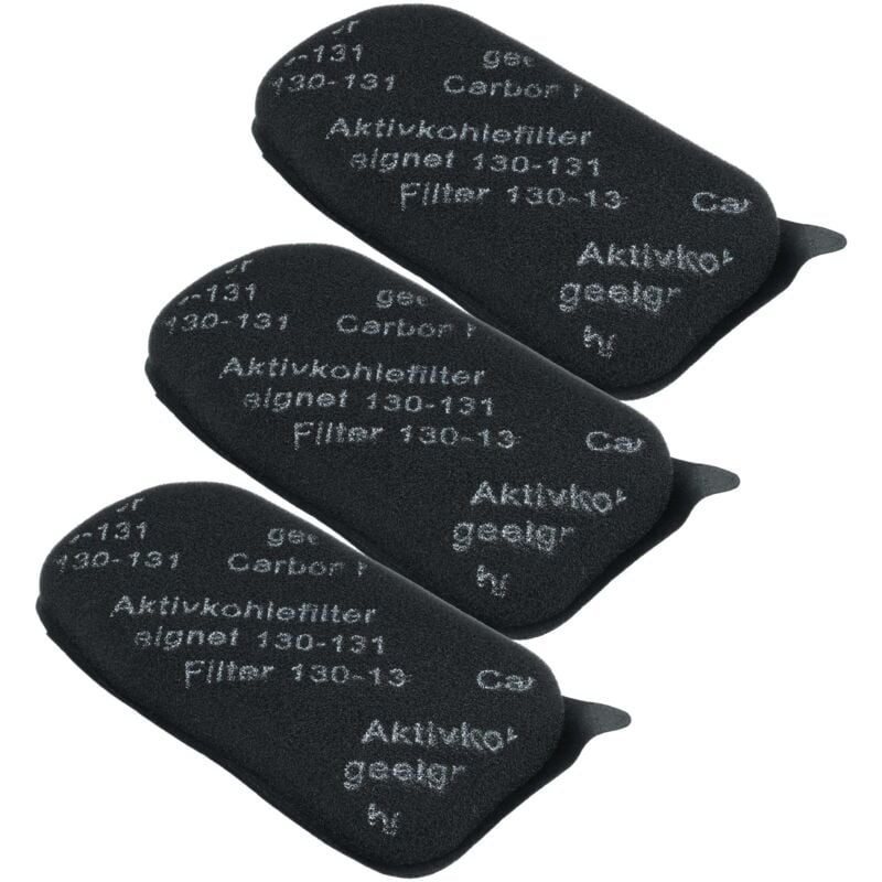 foto del prodotto vhbw 3x filtro ai carboni attivi compatibile con vorwerk folletto 131sc, 130, 131 aspirapolvere set di filtri, nero