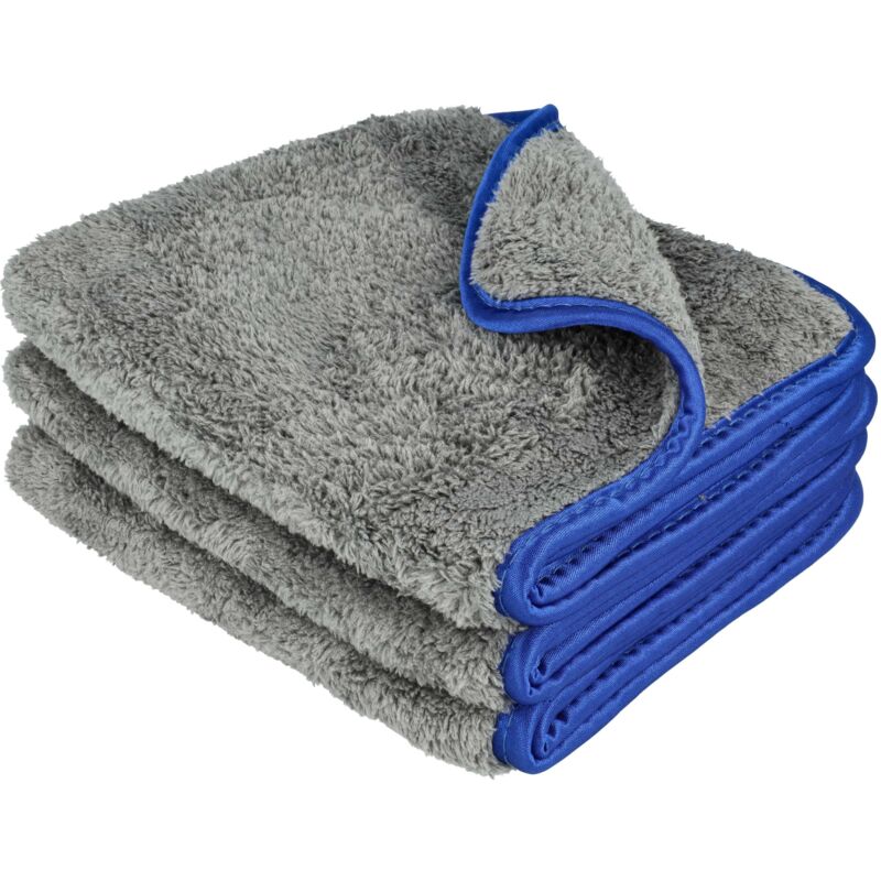 foto del prodotto vhbw 3x panno per la pulizia di auto, moto set di panni in microfibra 40 x 40 cm, lavabile, riutilizzabile, blu grigio scuro