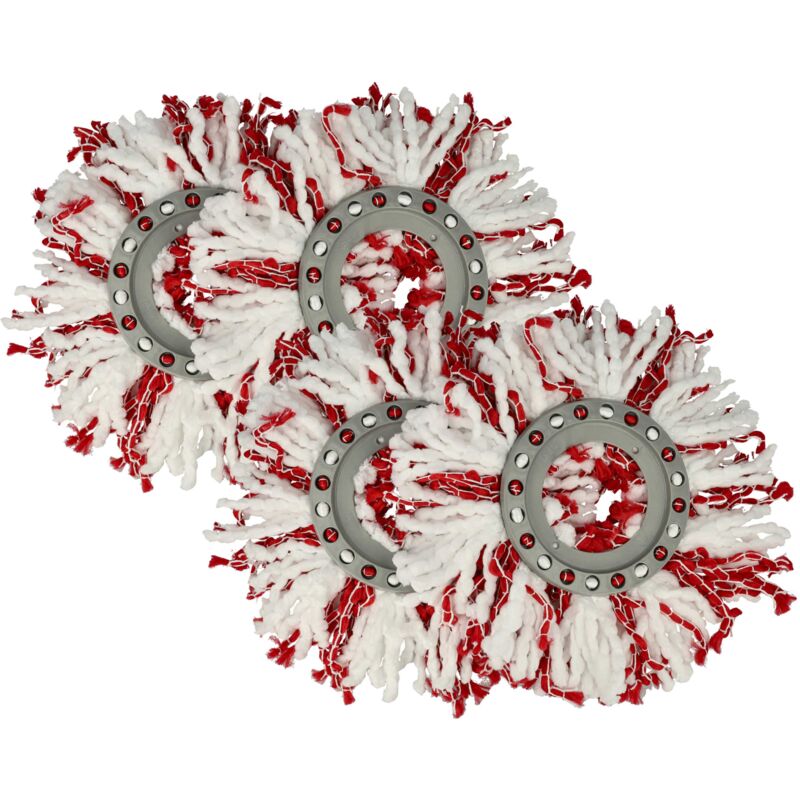 foto del prodotto vhbw 4x testina pulente sostituisce leifheit 52094, 52115 per mocio, lavapavimenti microfibra, rosso bianco
