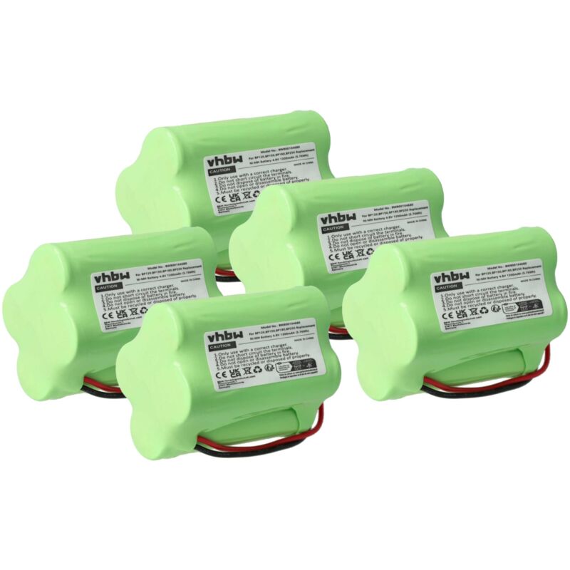 foto del prodotto vhbw 5x batteria compatibile con nascar sc200, sc180, sc180b, sc140, sc140b, sc150y, sc150, sc150b radio 1200mah, 4,8v, nimh 