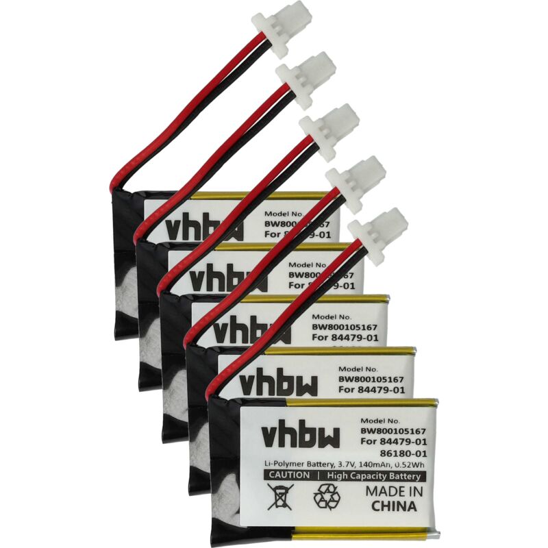 foto del prodotto vhbw 5x batteria compatibile con plantronics cs530, cs530a, cs540, cs540a auricolari cuffie wireless 140mah, 3,7v, li poly 