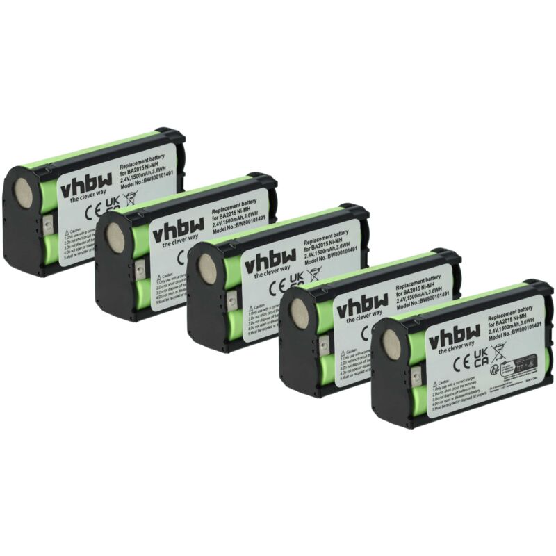 foto del prodotto vhbw 5x batteria compatibile con sennheiser skp 3000, skp 2000, skp 100, skm 945 g2 auricolari cuffie wireless 1500mah, 2,4v, nimh 