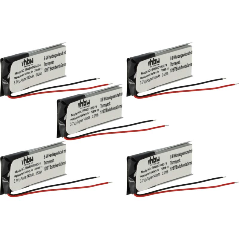 foto del prodotto vhbw 5x batteria sostituisce jabra ahb371030pa, 73366 01, 70868 1 per auricolari cuffie wireless 140mah, 3,7v, li poly 