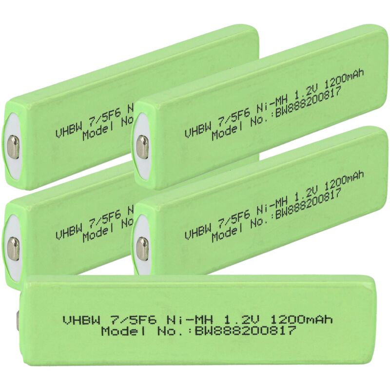 foto del prodotto vhbw 5x celle batteria sostituisce national es094 per lettore cd minidisc 1100mah, 1,2v, nimh , button top, 7 5f6