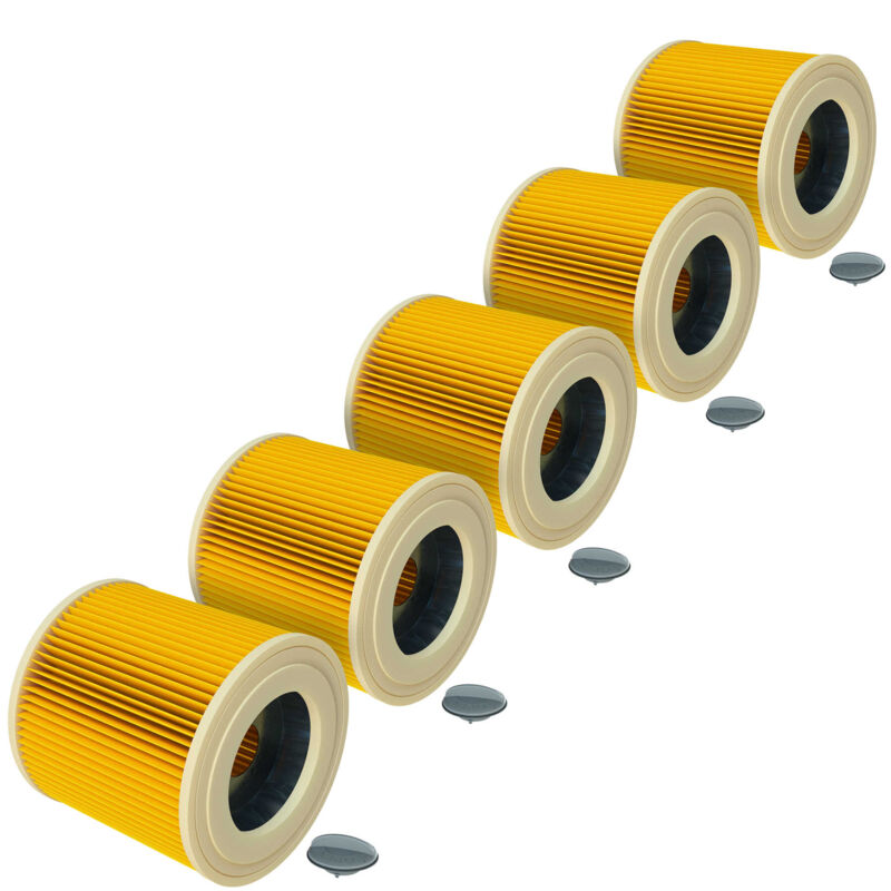 foto del prodotto vhbw 5x filtro a pieghe piatte compatibile con k rcher wd 2 plus v 18, wd 2 plus v c, wd 2 plus v 4, wd 3 s v 20, wd 3 s v 17 aspirapolvere giallo