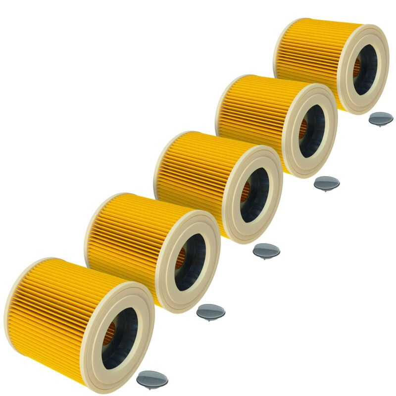 foto del prodotto vhbw 5x filtro a pieghe piatte compatibile con k rcher wd 3 v 17, wd 3 s v 4, wd 3 v 4, wd 3 v 20 aspirapolvere giallo