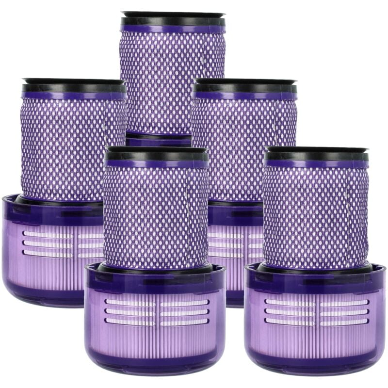 foto del prodotto vhbw 5x filtro compatibile con dyson v12 slim, v12, v12 detect slim, v12 detect slim absolute aspirapolvere filtro hepa lilla bianco