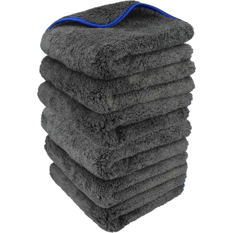 foto del prodotto vhbw 6x panno per la pulizia di auto, moto set di panni in microfibra 40 x 40 cm, lavabile, riutilizzabile, nero blu
