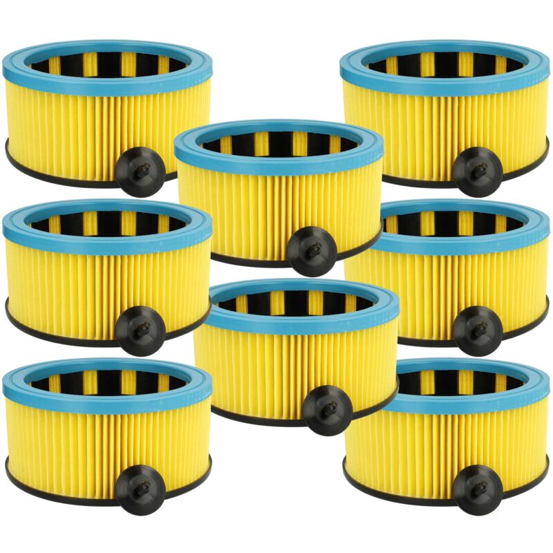 foto del prodotto vhbw 8x filtro a pieghe piatte compatibile con starmix nts eswift 1232 hk, nts eswift 1220 hk aspirapolvere blu giallo nero