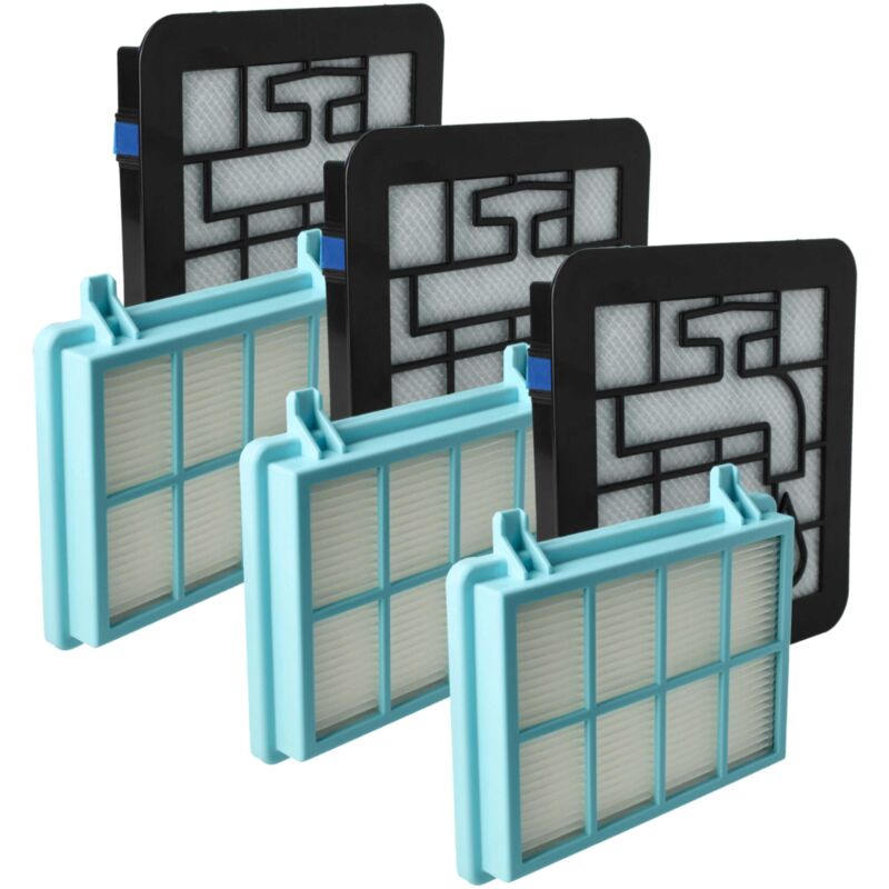 foto del prodotto vhbw 9x filtro compatibile con philips powerpro compact fc9332 09, fc9333 07 aspirapolvere filtro hepa, filtro salva motore, filtro di spugna