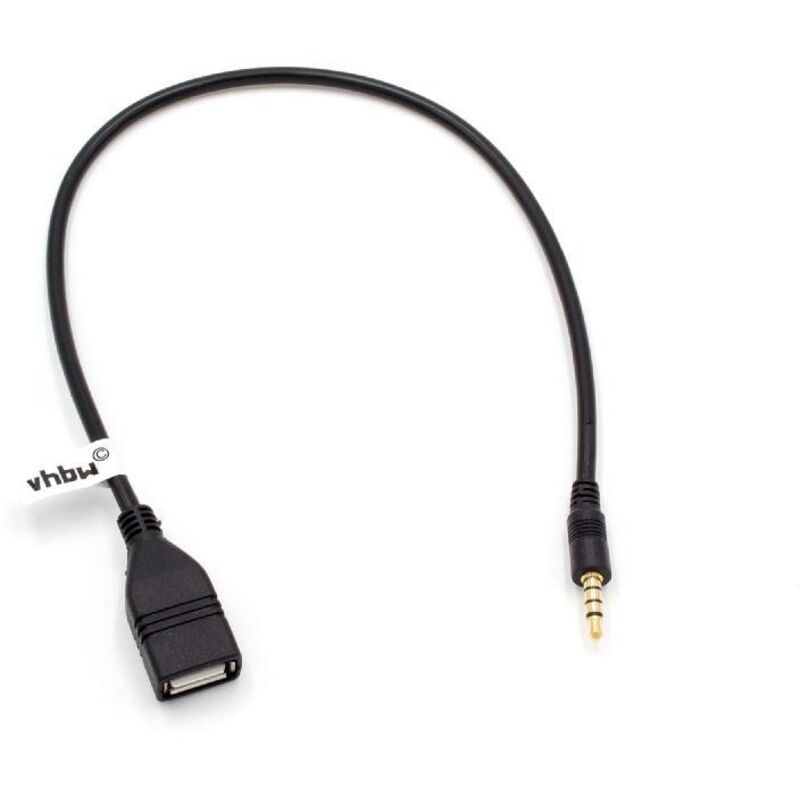 foto del prodotto vhbw adattatore otg compatibile con bmw, audi, alpine, alfa romeo, chevrolet dispositivi portatili cavo da porta usb a connettore aux nero