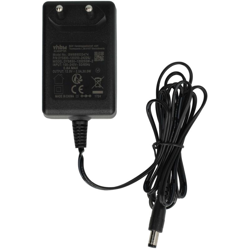 foto del prodotto vhbw alimentatore compatibile con jabra speak 810 uc, 810 ms soundbox, nero, 12 v, 2,5 a