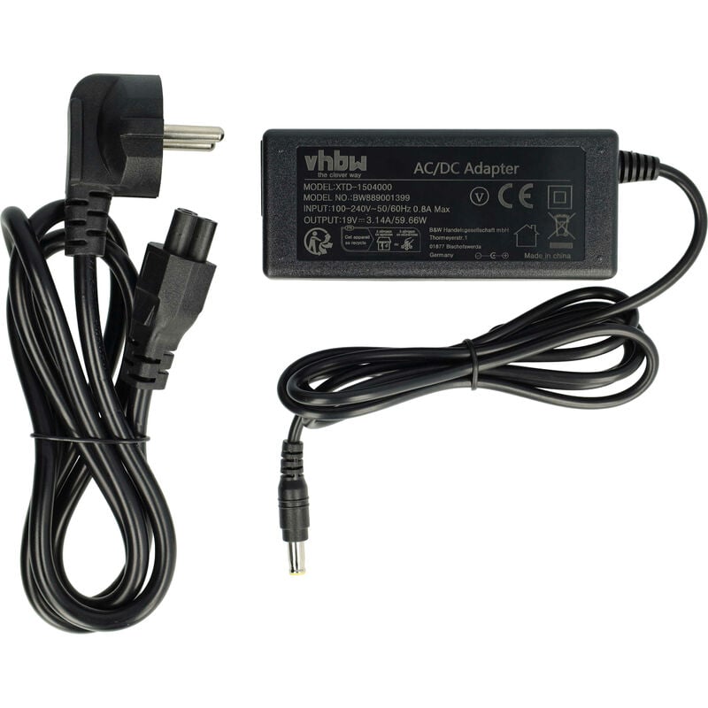 foto del prodotto vhbw alimentatore compatibile con samsung np r319, np r40, np r50, np r509, np r510h, np r510, np r510e stazione di ricarica nero