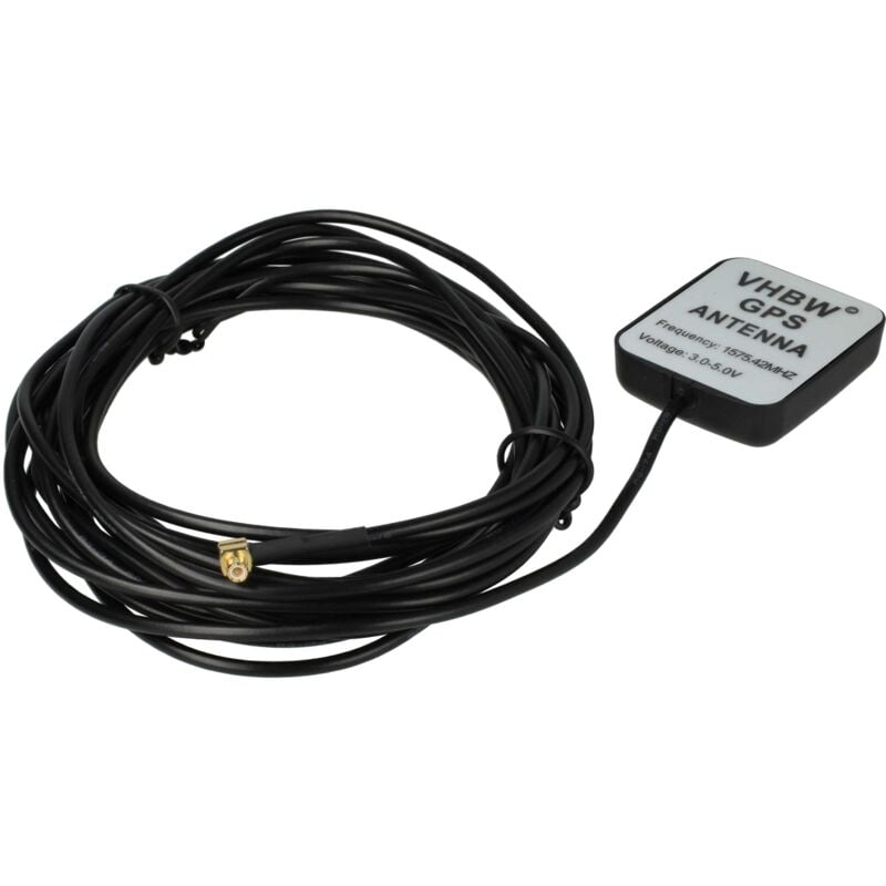 foto del prodotto vhbw antenna gps compatibile con garmin gps 12xl, gps 12map, gps 12cx, ga 27 navigatore con connettore mcx base magnetica, 5 m, nero