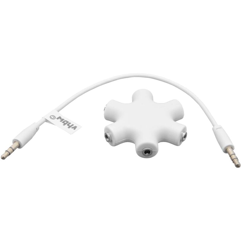 foto del prodotto vhbw audio splitter a 6 vie, sdoppiatore aux bianco compatibile con cuffie, altoparlanti, tablet, casse