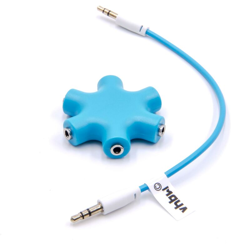foto del prodotto vhbw audio splitter a 6 vie, sdoppiatore aux blu compatibile con cuffie, altoparlanti, tablet, casse