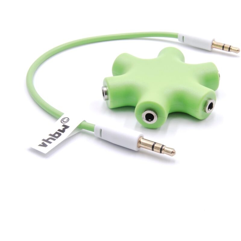 foto del prodotto vhbw audio splitter a 6 vie, sdoppiatore aux verde compatibile con cuffie, altoparlanti, tablet, casse