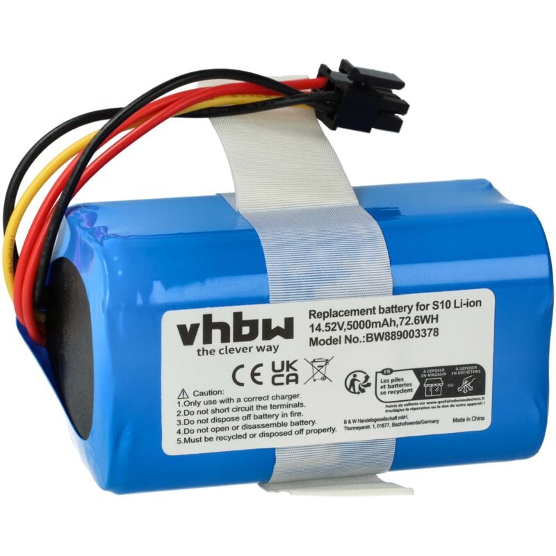 foto del prodotto vhbw batteria compatibile con 360 s10, qh100003, x100 max, x100 home cleaner 5000mah, 14,52v, li ion 