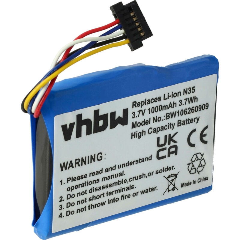 foto del prodotto vhbw batteria compatibile con acer n35 navigatore gps 1000mah, 3,7v, li ion 